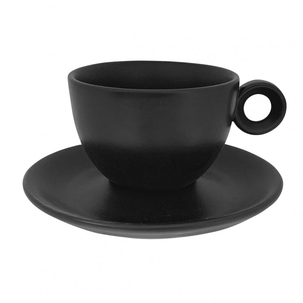 Rondo Cappuccinotasse in mattschwarz mit Druckmöglichkeit Rondo Cappuccinotasse in mattschwarz mit Druckmöglichkeit